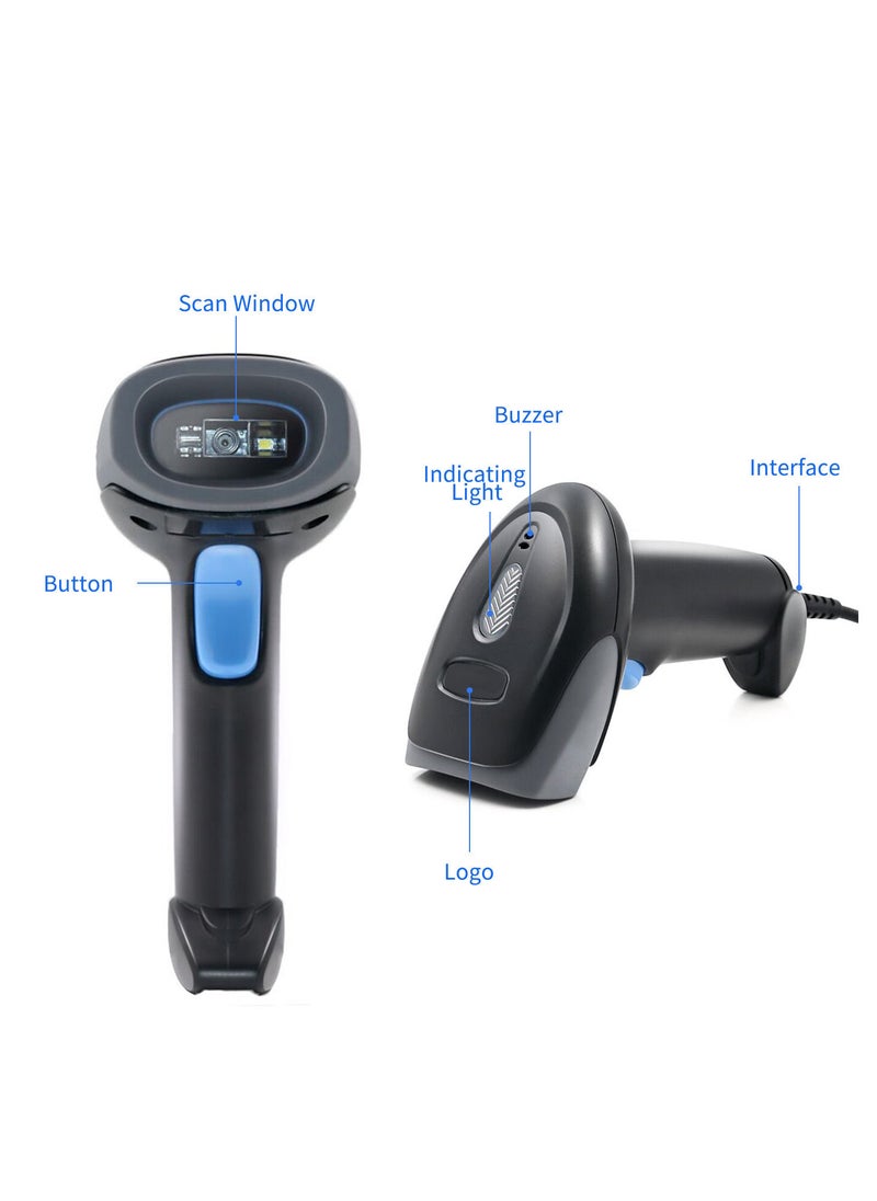 Generic - ماسح الباركود المحمول 1D/2D/QR Code Scanner 2.4G Wireless &amp; USB Wired Barcode Reader متوافق مع Windows Mac Linux - Image 1