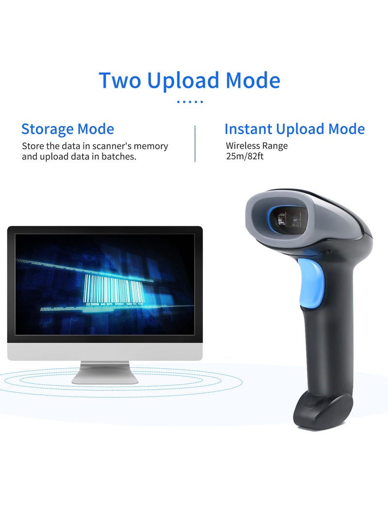 Generic - ماسح الباركود المحمول 1D/2D/QR Code Scanner 2.4G Wireless &amp; USB Wired Barcode Reader متوافق مع Windows Mac Linux - Image 1