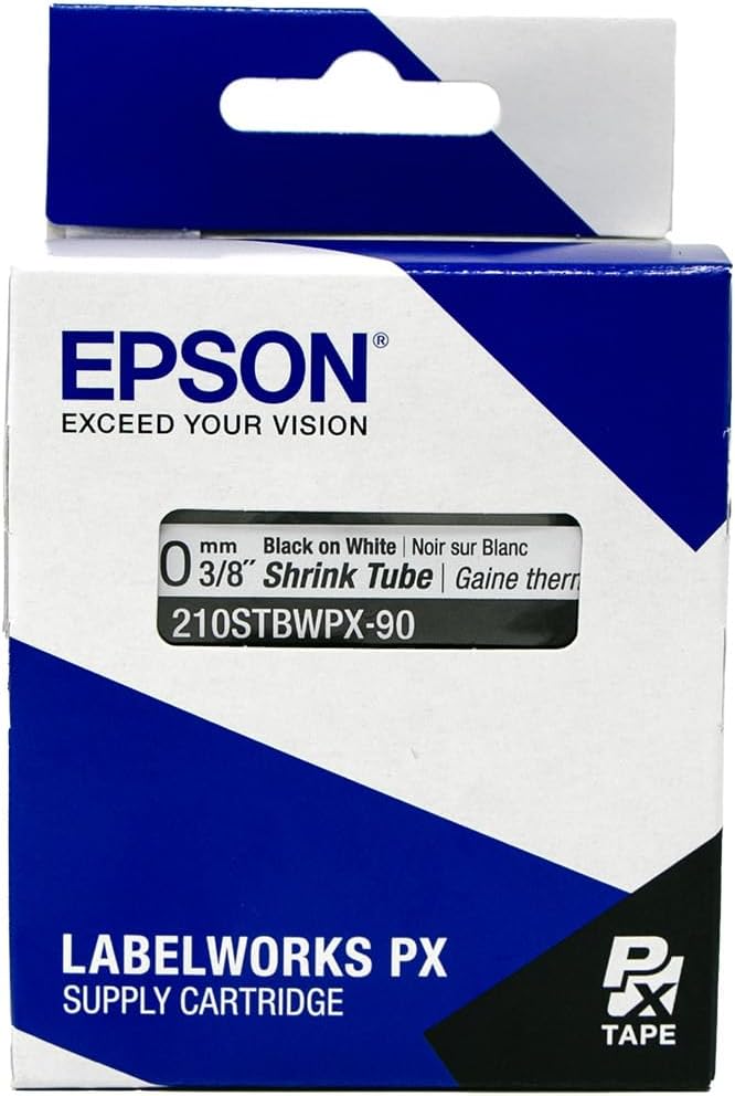 LABELWORKS Epson 210STBWPX-90 Genuine Tape Cartridge - Black on White Shrink Tube Industrial Label Maker Tape - AWG 4-12, 3/8" (10MM) Wide, 7.5 ft (90") - Image 5