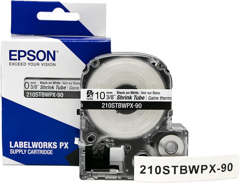 LABELWORKS Epson 210STBWPX-90 Genuine Tape Cartridge - Black on White Shrink Tube Industrial Label Maker Tape - AWG 4-12, 3/8" (10MM) Wide, 7.5 ft (90") - Image 4