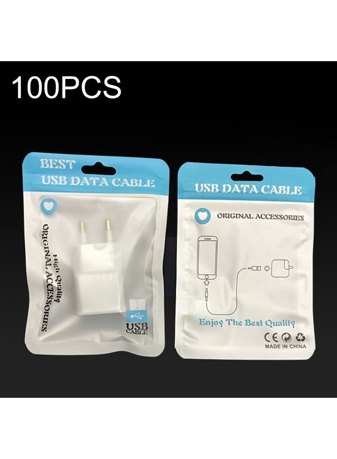 HuHa 100PCS XC-0014 USB Data Cable Packaging Bags Pearl Light Ziplock Bag, Size: 11x18cm (Blue)  - Image 1