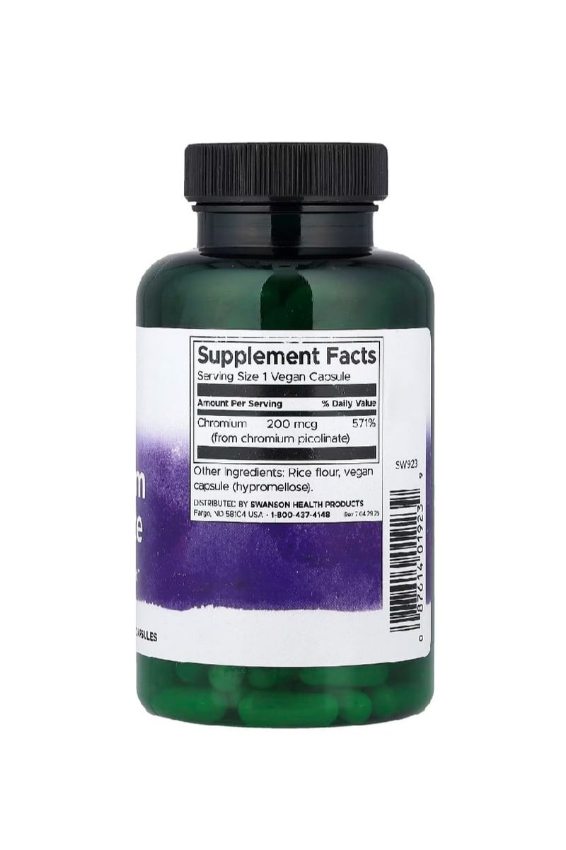 سوانسون بيكولينات الكروم 200 ميكروغرام 200 كبسولة نباتية - Image 2