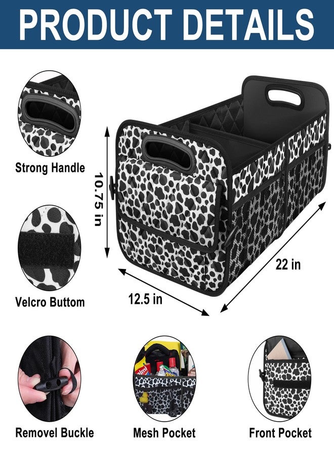 Deosk Car Organizer for SUV - 6 Big Pocket Trunk Storage With Waterproof Polyester, Car Accessories for Women/Men, Cow Print (Medium) - Image 3