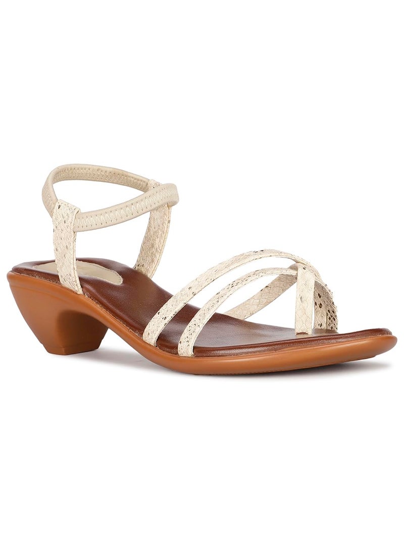 Bata Womens Aroma Sandal Heels, (6618733), 4 Beige - Image 1