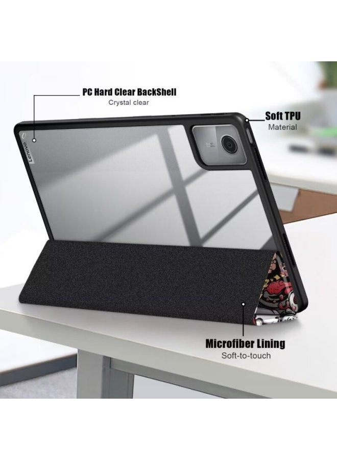 Suitable For Lenovo TAB M11 Tri-fold Transparent Acrylic Anti-drop Case Pen Slot Tablet PC Protective Cover-Color:dark Green - Image 5