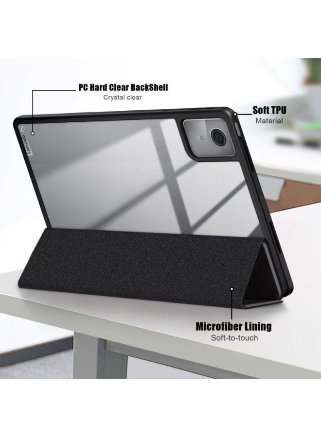 Suitable For Lenovo TAB M11 Tri-fold Transparent Acrylic Anti-drop Case Pen Slot Tablet PC Protective Cover-Color:dark Green - Image 3