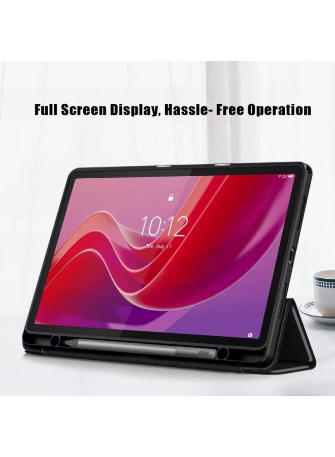 Suitable For Lenovo TAB M11 Tri-fold Transparent Acrylic Anti-drop Case Pen Slot Tablet PC Protective Cover-Color:dark Green - Image 4