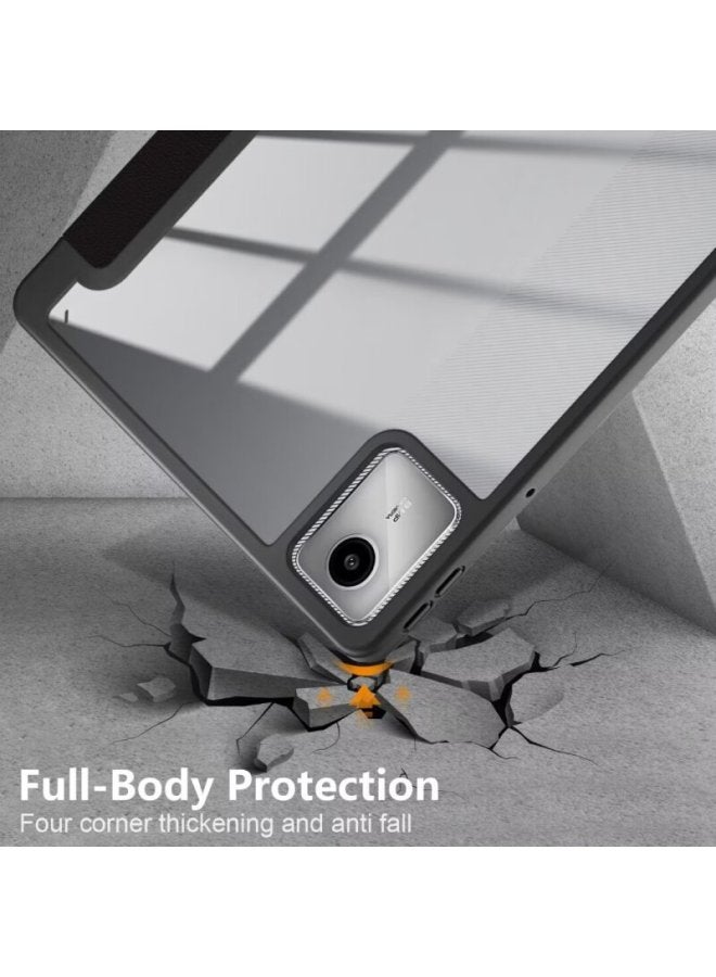 Suitable For Lenovo TAB M11 Tri-fold Transparent Acrylic Anti-drop Case Pen Slot Tablet PC Protective Cover-Color:dark Green - Image 2