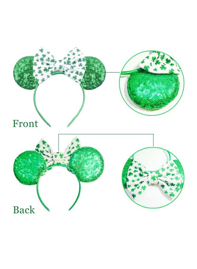 Kiddale St. Patrick’S Day Headbandshamrock Headband For Women Girlsgreen Irish Sequin Mouse Earlucky Clover Hair Accessories Costume Cosplay Headwear For Irish Party Holiday Decorations - Image 3