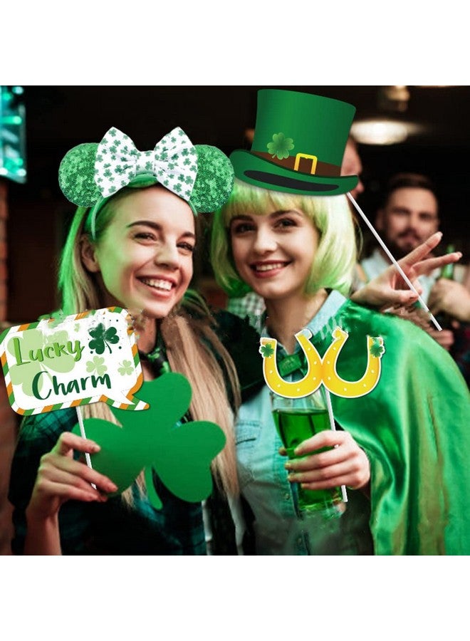 Kiddale St. Patrick’S Day Headbandshamrock Headband For Women Girlsgreen Irish Sequin Mouse Earlucky Clover Hair Accessories Costume Cosplay Headwear For Irish Party Holiday Decorations - Image 2