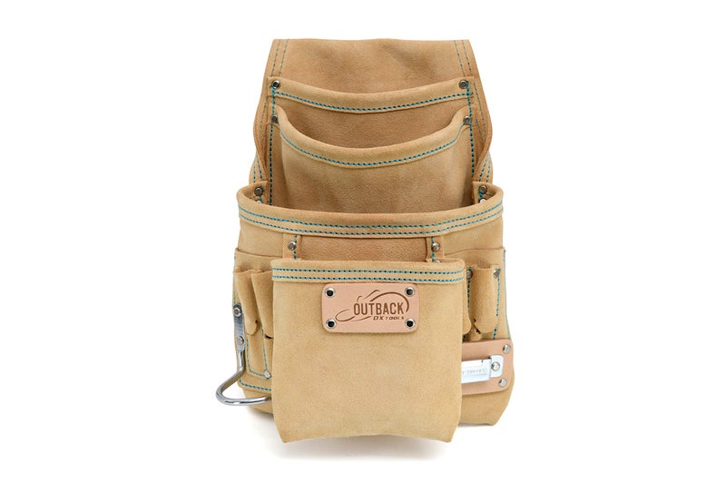 OX Tools OXT264010 Suede Leather Product Range Heavy Duty 10Pocket Fastener Pouch Reinforced Rivets