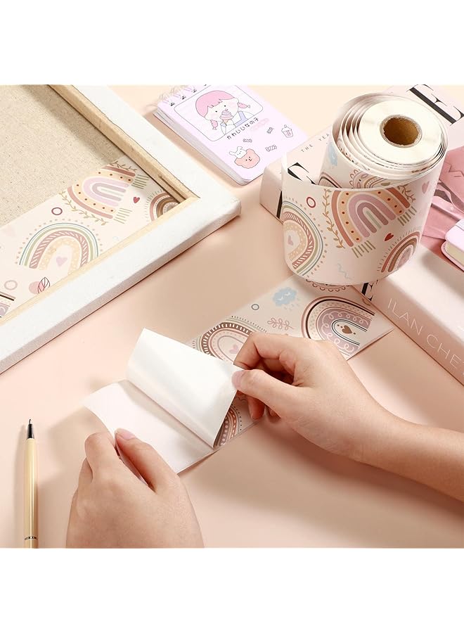 erorex Rainbow Bulletin Board Border Trim Scalloped Trim Decorations 98.4 Feet Pet Synthetic Paper Multicolor Rainbow Hearts And Dots Boho Style Classroom And Office Decor - Image 4