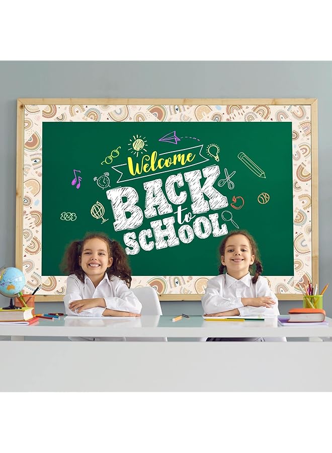 erorex Rainbow Bulletin Board Border Trim Scalloped Trim Decorations 98.4 Feet Pet Synthetic Paper Multicolor Rainbow Hearts And Dots Boho Style Classroom And Office Decor - Image 5