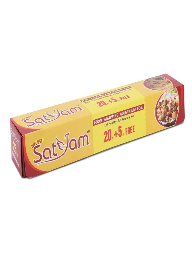 SATYAM لفائف الألمنيوم ساتيام، 25 متر، سمك 11 ميكرون، عبوة مجانية 20+5م، عبوة واحدة من ورق لف الألمنيوم متعدد الاستخدامات - Image 3