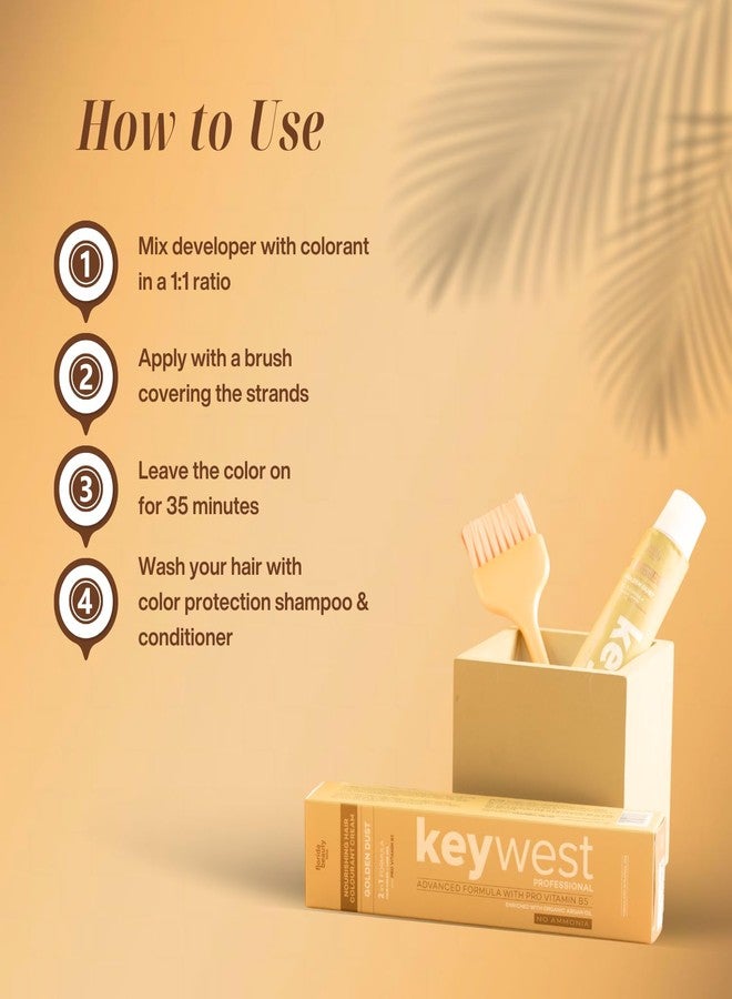 Keywest صبغة شعر كي ويست الاحترافية، رقم 5 بني فاتح - 80 جم (خالية من الأمونيا) | تركيبة 2 في 1: صبغة شعر + سبا للشعر | غنية بزيت الأرغان العضوي - Image 5