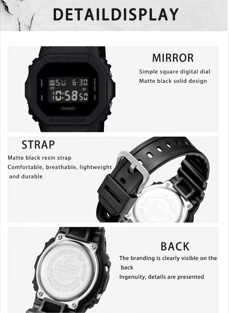 كاسيو ساعة كاسيو للرجال جي شوك مربع ديجيتال مينا سوداء DW-5600BB-1 - Image 4