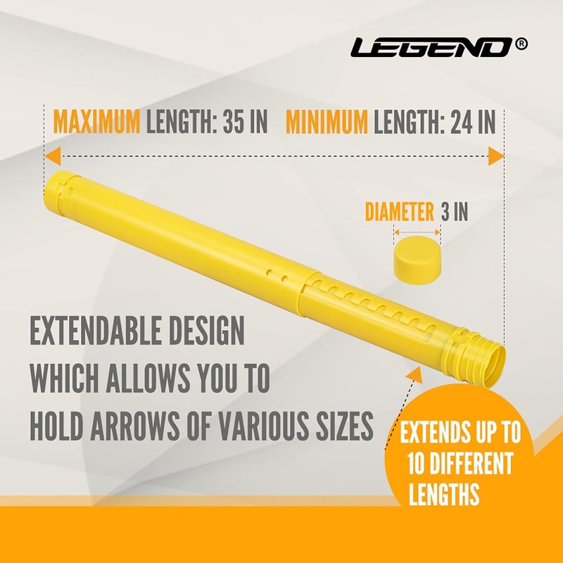 Legend Arrow Tube Case - Adjustable Holder for Hunting, Target Shooting - Extendable Design - Protective EVA Foam Separators Included - Archery Storage for 12 Carbon Arrows - Image 4