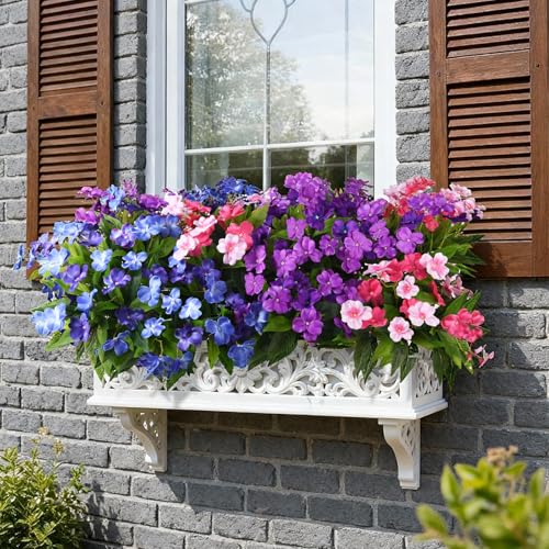 ZFProcess Artificial Impatiens Flowers for Outdoors, 6 Bundles Multicolor Silk Fake Flowers for Spring Summer Decoration, UV Resistant Faux Plants Plastic Bouquet for Home Planter Porch Patio Yard Decor - Image 3