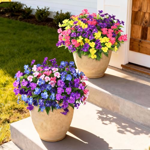 ZFProcess Artificial Impatiens Flowers for Outdoors, 6 Bundles Multicolor Silk Fake Flowers for Spring Summer Decoration, UV Resistant Faux Plants Plastic Bouquet for Home Planter Porch Patio Yard Decor - Image 4