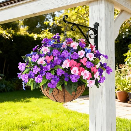ZFProcess Artificial Impatiens Flowers for Outdoors, 6 Bundles Multicolor Silk Fake Flowers for Spring Summer Decoration, UV Resistant Faux Plants Plastic Bouquet for Home Planter Porch Patio Yard Decor - Image 5