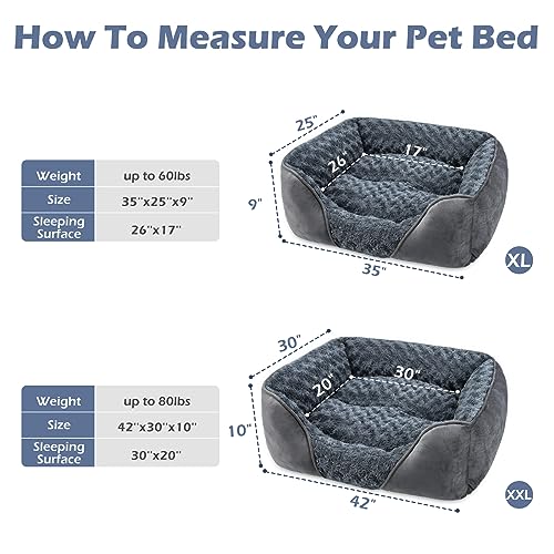 INVENHO XX-Large Dog Bed for Large Medium Small Dogs, Rectangle Washable Dog Bed, Orthopedic Dog Bed, Soft Calming Sleeping Puppy Bed Durable Pet Cuddler with Anti-Slip Bottom XXL(42"x30"x10") - Image 3