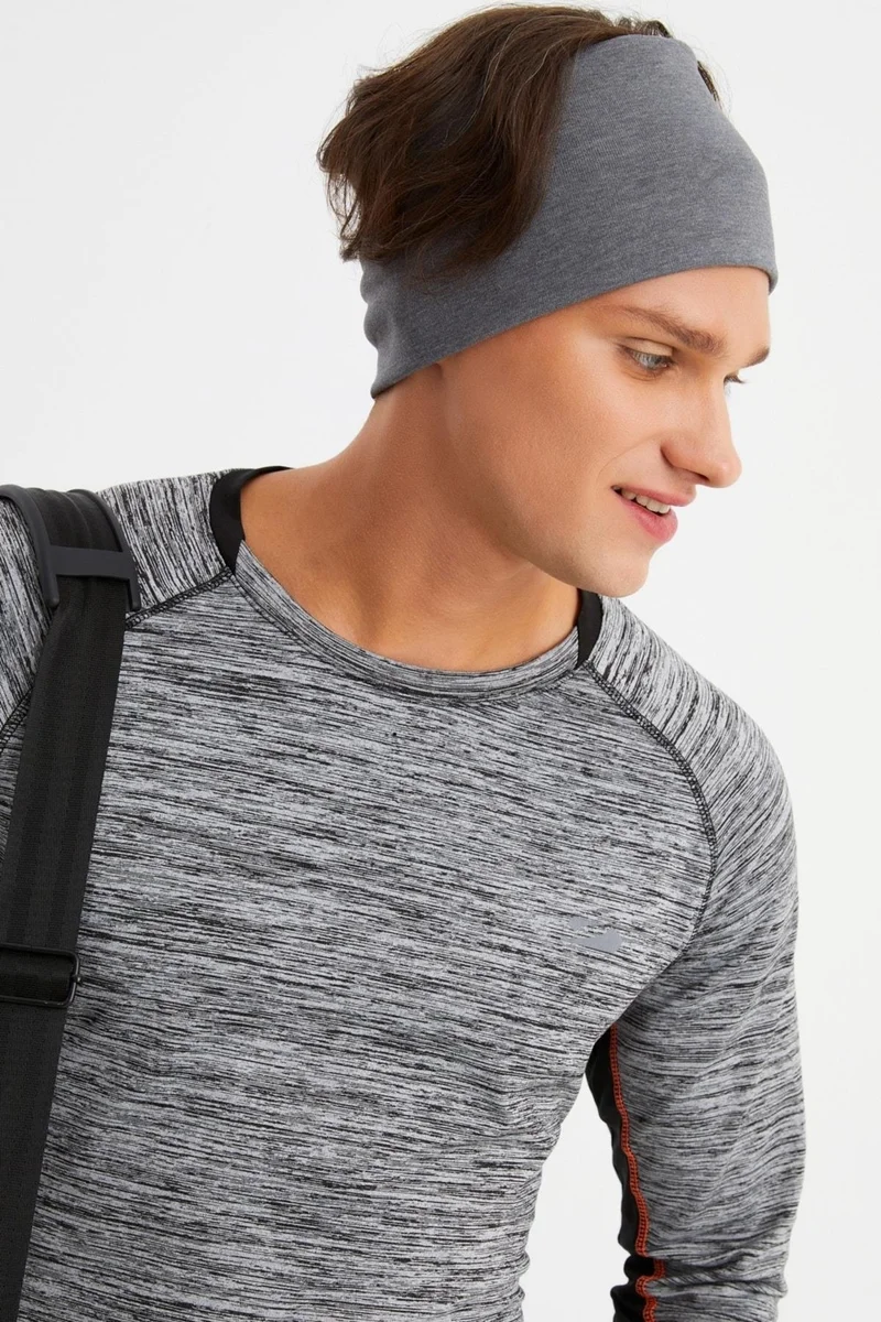 بوتيكجيز Light Gray Men's Cotton Thermal, Non-Slip, Antiperspirant, Ultra Light, Sports Headband Bandana Buff