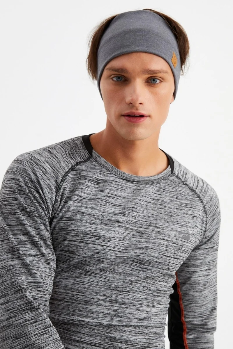 بوتيكجيز Light Gray Men's Cotton Thermal, Non-Slip, Antiperspirant, Ultra Light, Sports Headband Bandana Buff