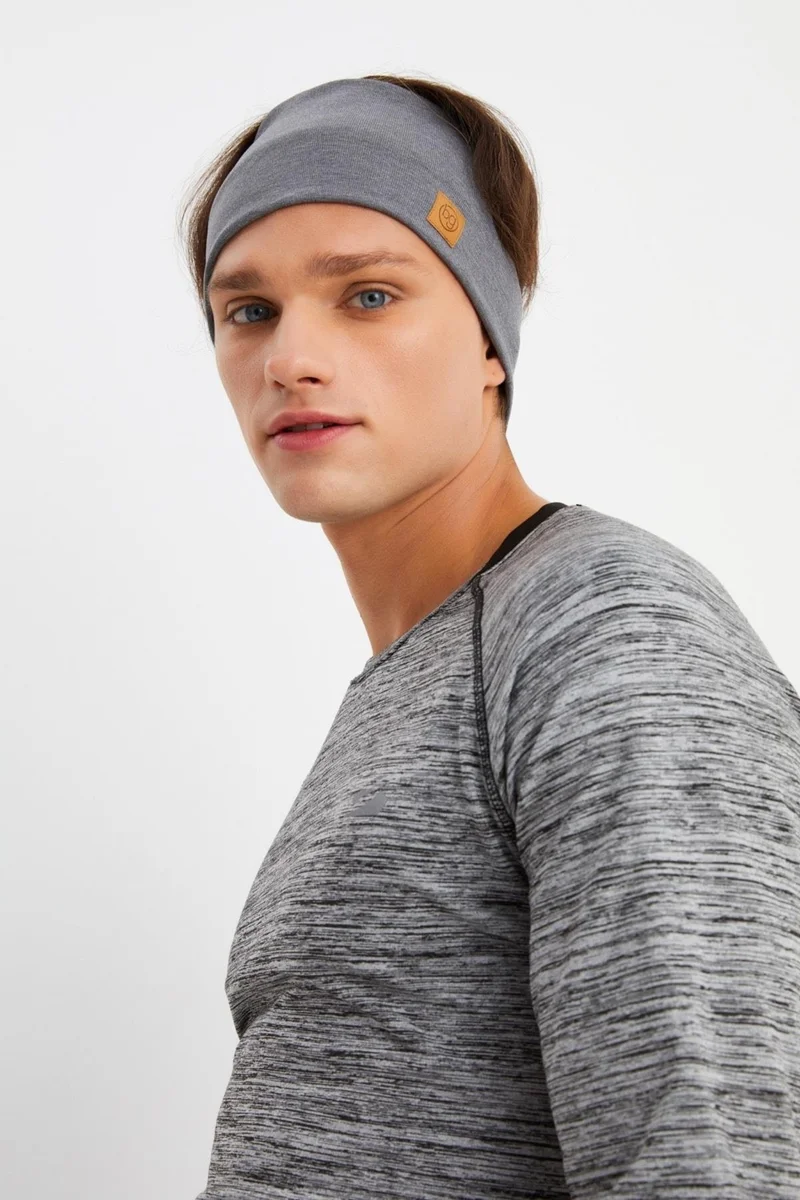بوتيكجيز Light Gray Men's Cotton Thermal, Non-Slip, Antiperspirant, Ultra Light, Sports Headband Bandana Buff