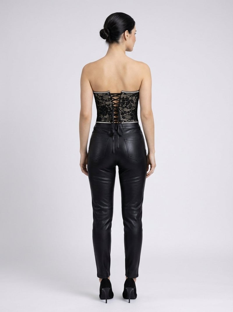 Larissaverolini Strapless Jacquard Corset Top – Black Silver - Image 5