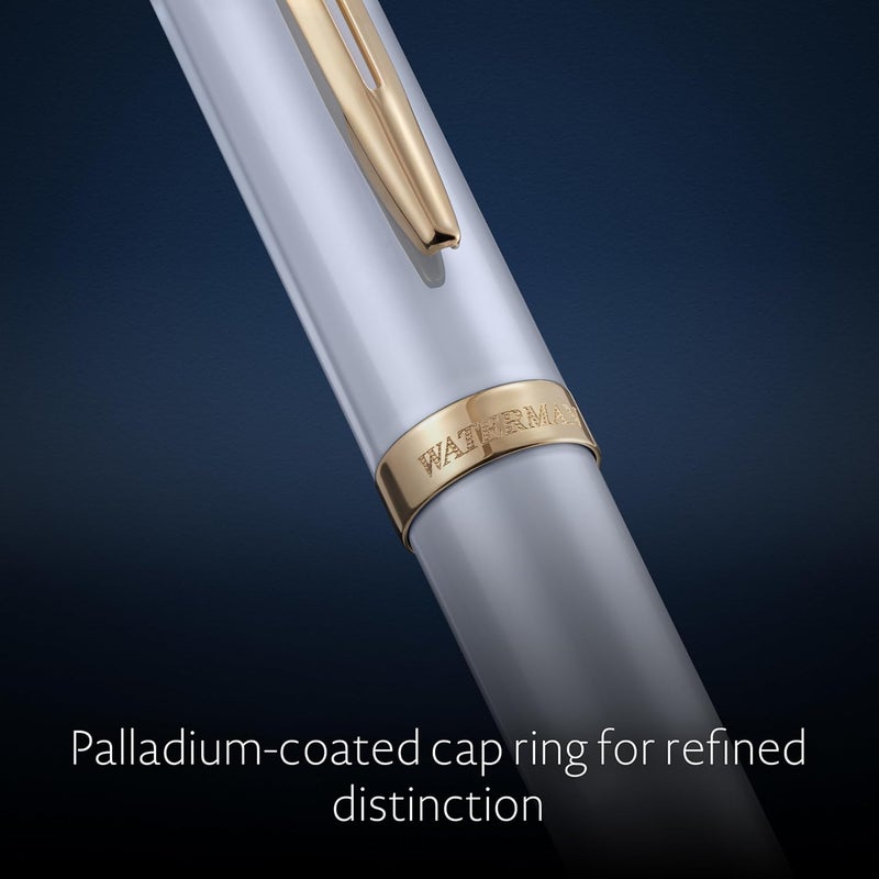 وترمان Waterman Impression Ballpoint Pen | White with Gold Trim | Medium Point | Blue Ink | Gift Box - Image 5