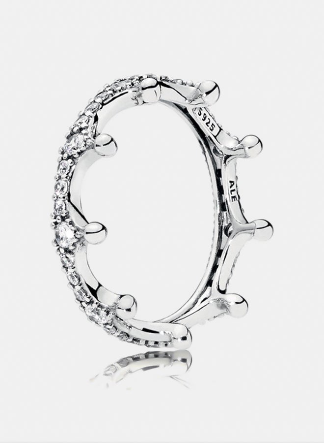PANDORA Crown Silver Ring with Clear Cubic Zirconia 