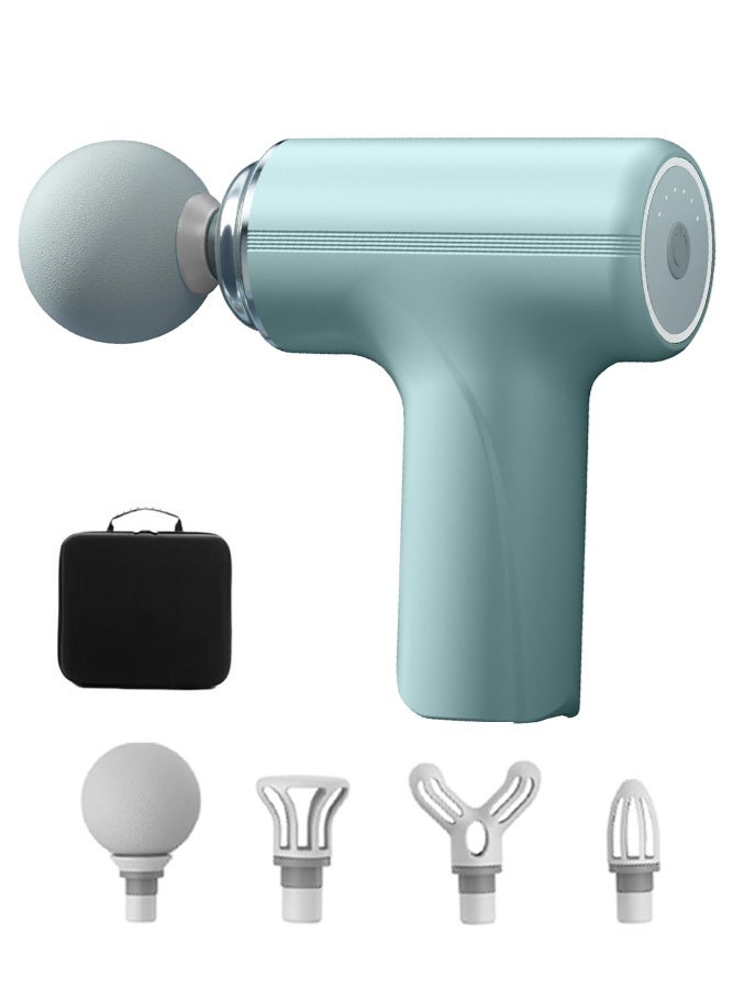 مسدس لفافي قوي محمول لتدليك الأنسجة العميقة وعضلات الظهر والرأس لتخفيف الألم مع 4 رؤوس تدليك و6 سرعات تدليك واهتزاز عالي الكثافة قابل لإعادة الشحن ومسدس تدليك صغير - Image 1