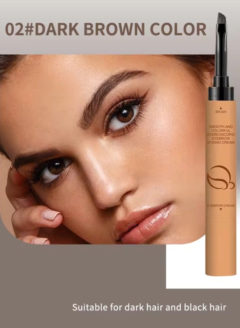 OCHEAL Eyebrow Dyeing Cream 2 in 1 Shaped Stereo and Holding Makeup Smooth Colorful Stereoscopic Eyebrow Cream Waterproof Sweatproof Quick Dry Eyebrow Dyeing Pencil Dark Brown 02 - Image 2
