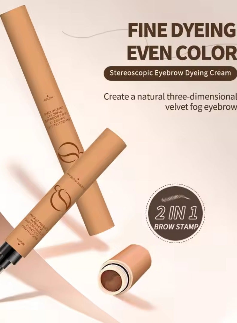 OCHEAL Eyebrow Dyeing Cream 2 in 1 Shaped Stereo and Holding Makeup Smooth Colorful Stereoscopic Eyebrow Cream Waterproof Sweatproof Quick Dry Eyebrow Dyeing Pencil Dark Brown 02 - Image 3