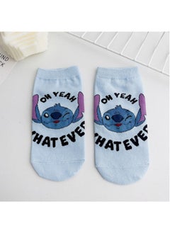 الضفدع الحقيقي 5 أزواج من الجوارب القصيرة من Lilo & Stitch، جوارب قطنية لطيفة برسومات كرتونية، جوارب صيفية منخفضة القطع حتى الكاحل  - Image 3