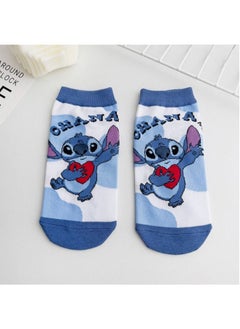 الضفدع الحقيقي 5 أزواج من الجوارب القصيرة من Lilo & Stitch، جوارب قطنية لطيفة برسومات كرتونية، جوارب صيفية منخفضة القطع حتى الكاحل  - Image 4