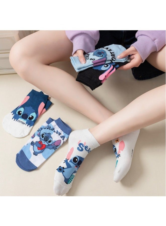 Realfrog 5 Pairs Lilo & Stitch Short Socks Cartoon Stitch Cute Cotton Socks Summer Ankle Boot Low Cut Socks - Image 5