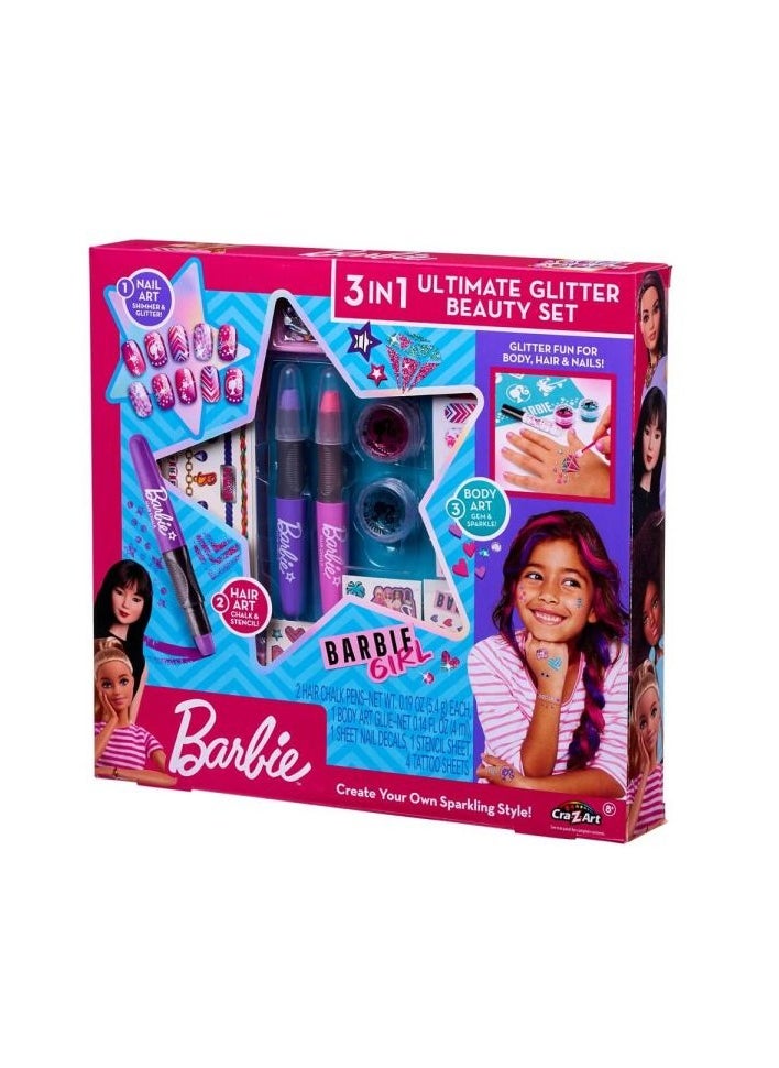 Barbie Barbie 3 in 1 Ultimate Glitter Beauty Set  - Image 1