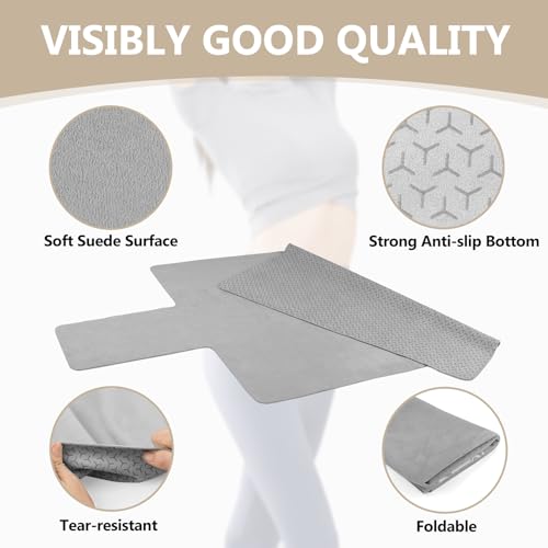 TRINKA Non-Slip Pilates Reformer Mat, 2mm Thick Pilates Reformer Machine Cover Mat, 39" x 24" Foldable Washable Absorb Sweat Accessory for Home, Studio, Gym Fitness (Gray) - Image 3