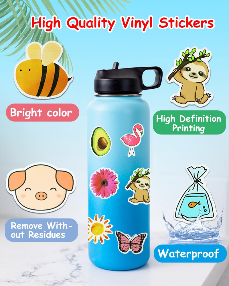 Eoaod 200Pcs Water Bottle Stickers for Kids, Cute Stickers for Water Bottles, Vinyl Waterproof Aesthetic Laptop Sticker Pack Classroom Prizes Skateboard for Kids Teens Girls Students - Image 3