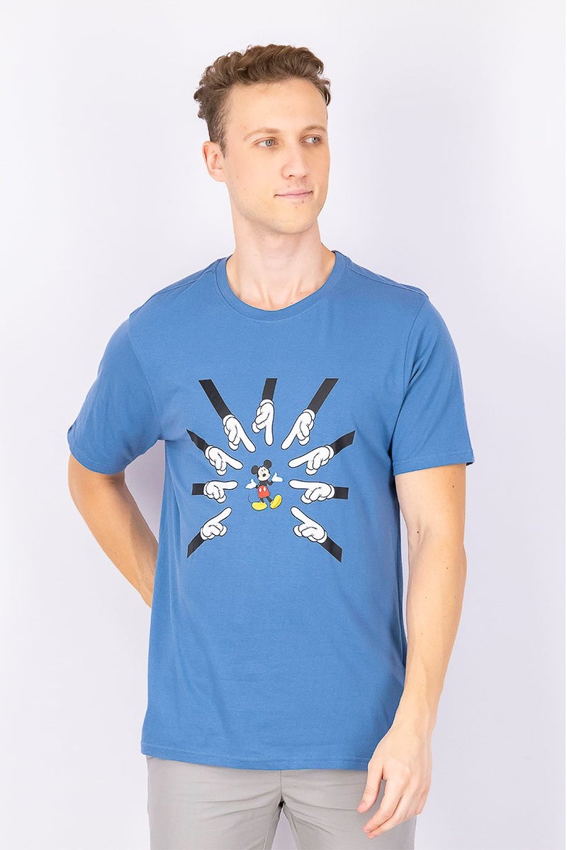 DIFUZED Men Crew Neck Short Sleeve Graphic Print T-shirt, Sage Blue and White - Image 1