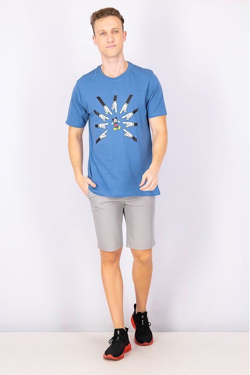 DIFUZED Men Crew Neck Short Sleeve Graphic Print T-shirt, Sage Blue and White - Image 2