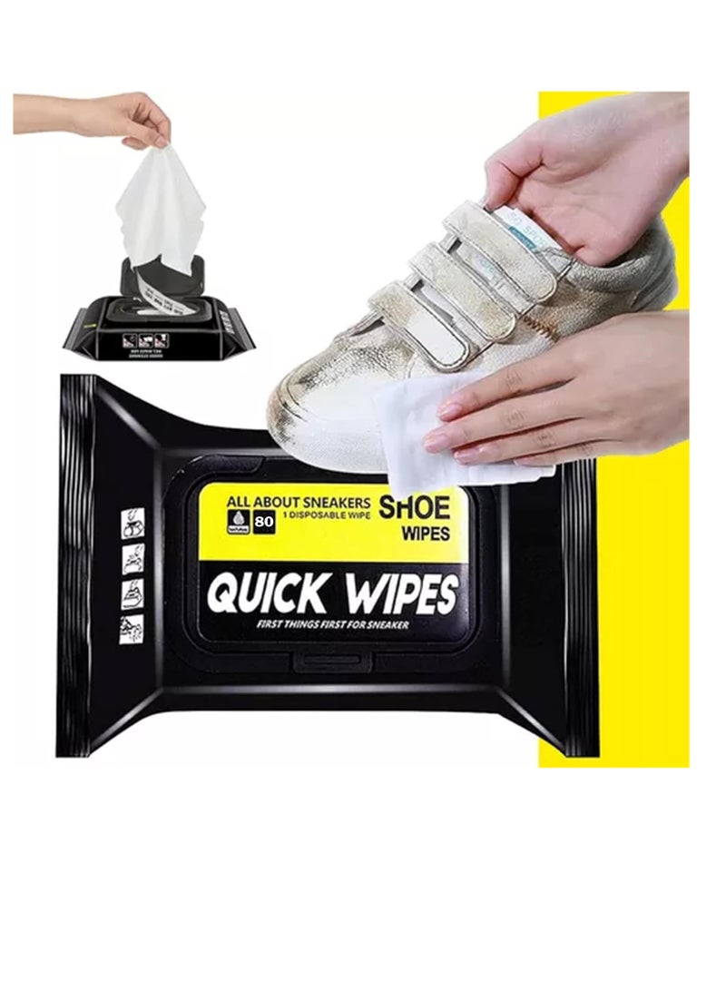 Shoe Cleaner Wipes 80 Pcs, Portable Sneakers Cleaner Shoe Wipes, Quickly Remove Dirt & Stains, Sneakers Cleaning Kit for Most Footwear Pack of 1 - Image 1