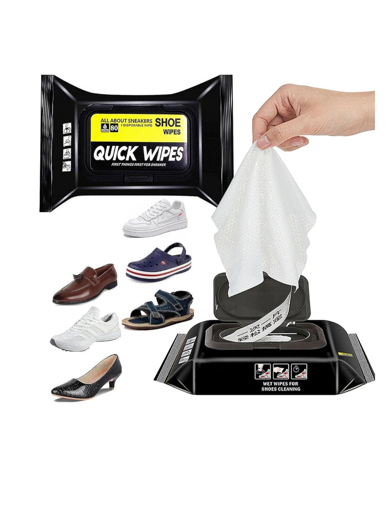 Shoe Cleaner Wipes 80 Pcs, Portable Sneakers Cleaner Shoe Wipes, Quickly Remove Dirt & Stains, Sneakers Cleaning Kit for Most Footwear Pack of 1 - Image 2
