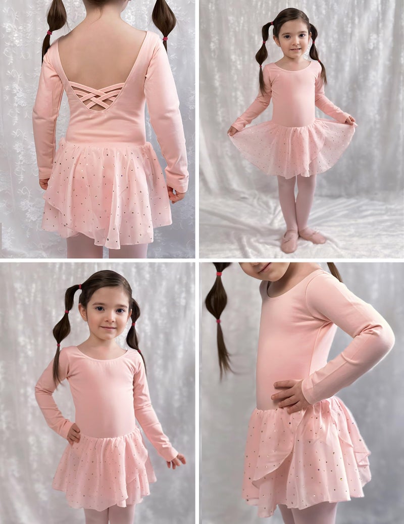 Arshiner Kids Girls Classic Long Sleeve Leotard Dance Ballet Dress - Image 3