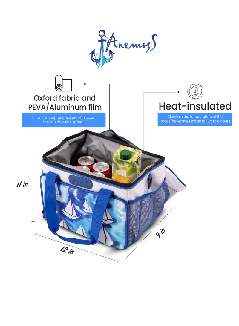 Anemoss Insulated Lunch Bag, 18.5L Large Capacity, Sail Design Food Storage Thermal Bag, Waterproof and Leakproof Insulated Lunch Bag for Men and Women, Cooler Bags for Picnic Hiking Beach, Multicolor - Image 3