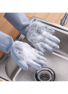 AGD Multifunctional Thick Heat Resistant Silicone Cleaning Gloves Home Dish Washing Car Cleaning Pet Hair Grooming Gloves (Grey)  - Image 3