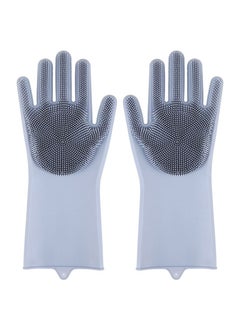 AGD Multifunctional Thick Heat Resistant Silicone Cleaning Gloves Home Dish Washing Car Cleaning Pet Hair Grooming Gloves (Grey)  - Image 1