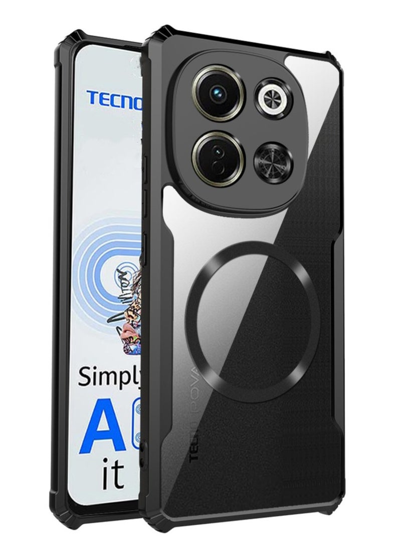 [1+1 مجموعات] غلاف وواقي شاشة لتكنو سبارك 30 5G مع وظيفة مضادة للسقوط زجاج مقسى مقاوم للخدش زجاج عالي النفاذية مغناطيسي لسيارة الهاتف - Image 2