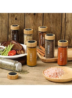 Arabest 24 Pcs Spice Jars with Bamboo Lids - 4 oz Round Glass Spice Jars with Labels , Minimalist Farmhouse Spice Labels Stickers, Collapsible Funnel, Seasoning Bottles for Spice Rack, Cabinet, Drawer  - Image 5